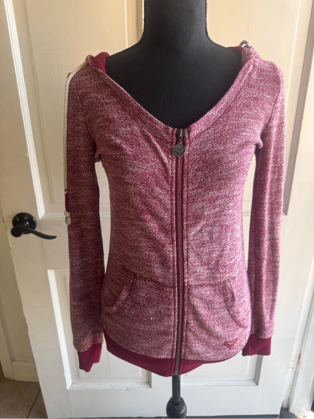 Roxy Heathered Maroon Zip-Up Hoodie